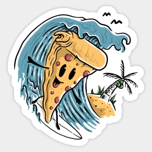 Pizza Surfing Sticker